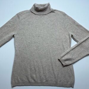 Forte Cashmere Turtleneck Sweater Womens Size XL Beige 100% Cashmere